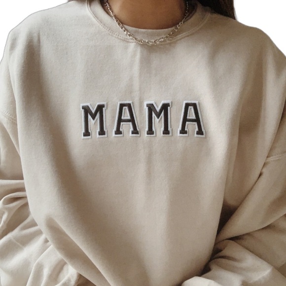 beige โMAMAโ crewneck โก neutral aesthetic | unisex crewneck sweatshirt - Picture 1 of 7